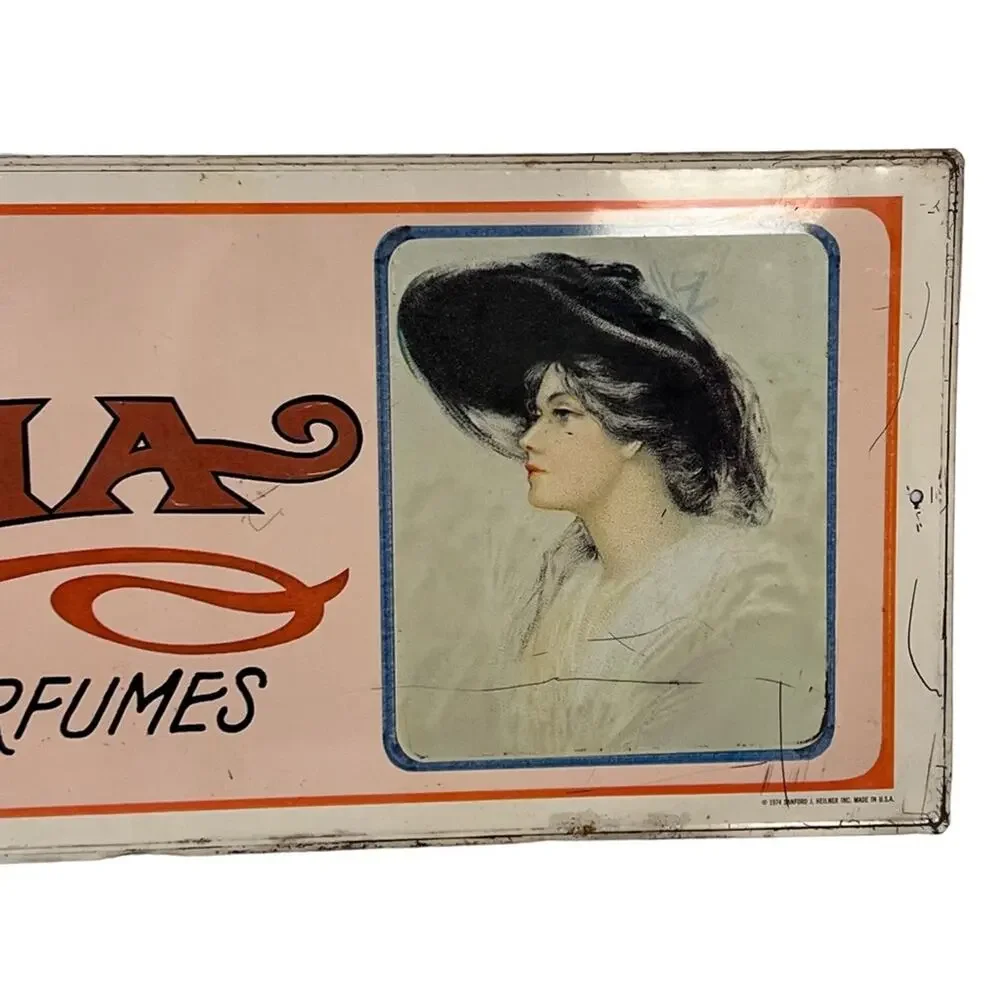 Thelma The Queen Of Perfumes Vintage 70s 80s Metal Sign Wall Decor Made In USA